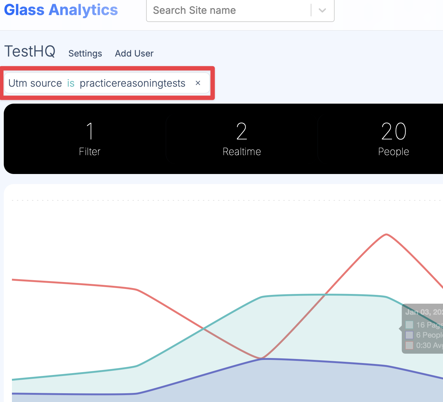 Click on any row in the UTM tag to filter traffic by this UTM