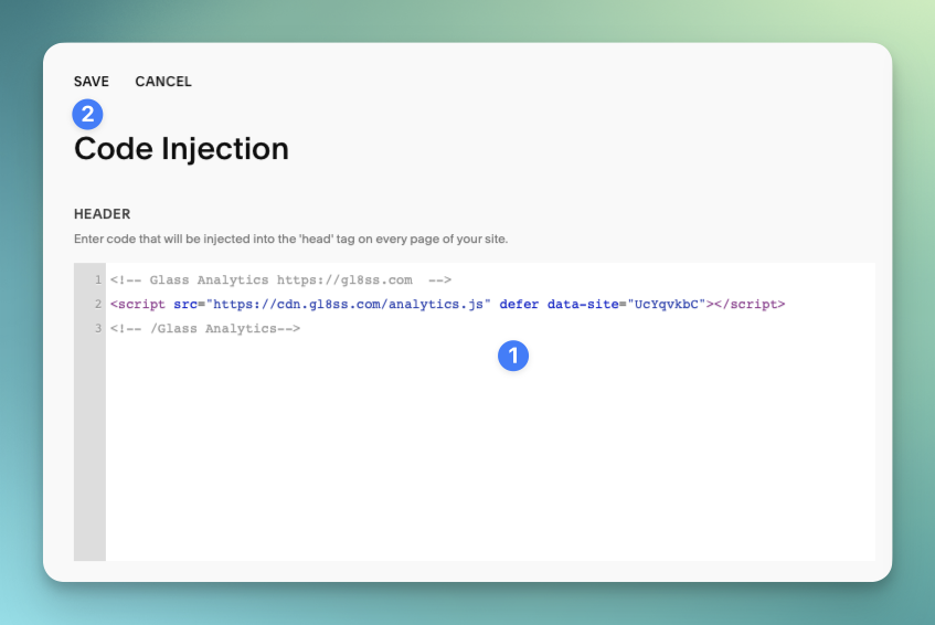 Paste your Glass Tracking code and press 